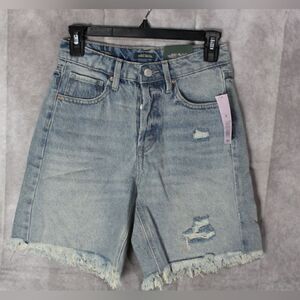 Women's High Rise Wide Leg Bermuda Jean Shorts 0‎